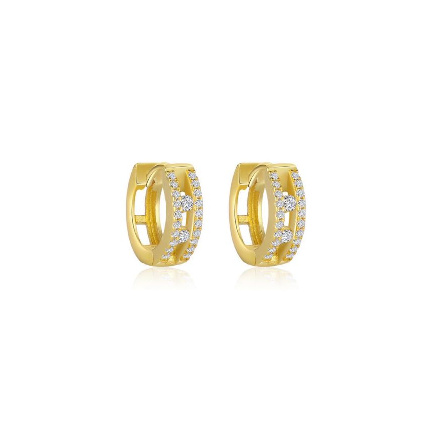 925 Silver Gold Plating Zircon Minimalist Earrings