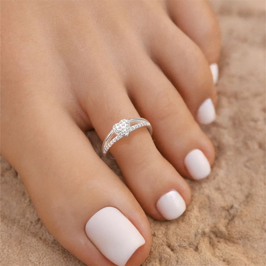 925 Silver New Shiny Zircon Toe Ring Rings 1.08g