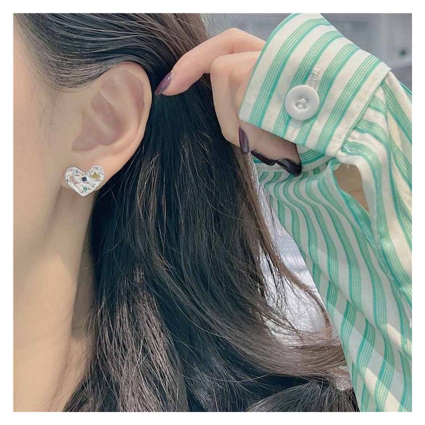 925 Silver Silver Plate Zircon Geometric Earrings