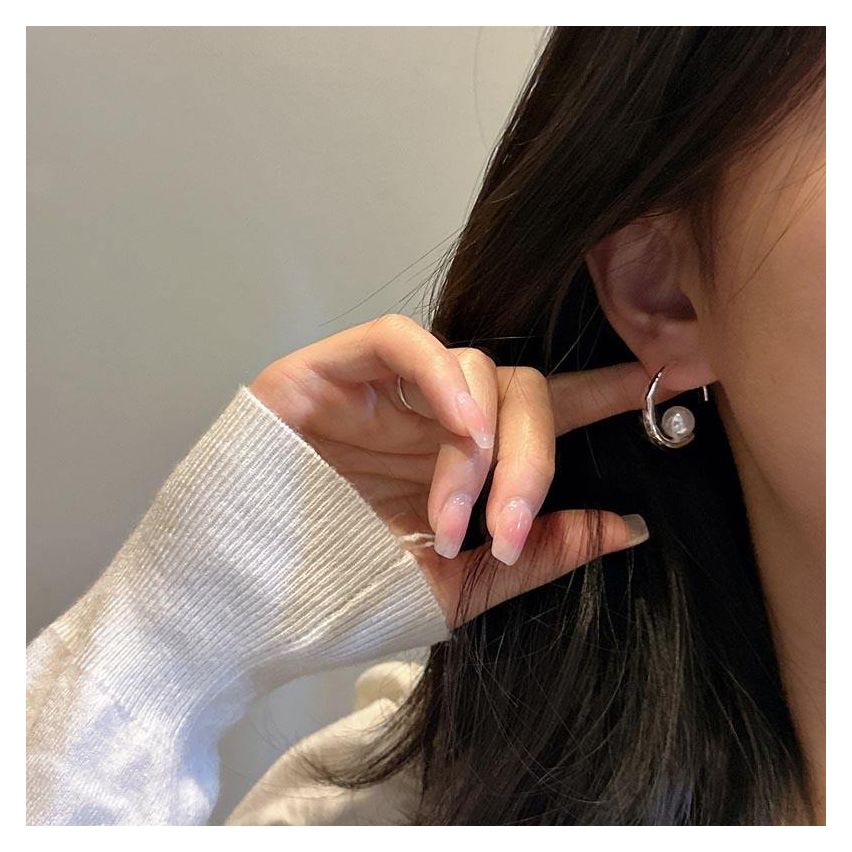 925 Silver Silver Plate Artificial mother of pearl Pearls Earrings