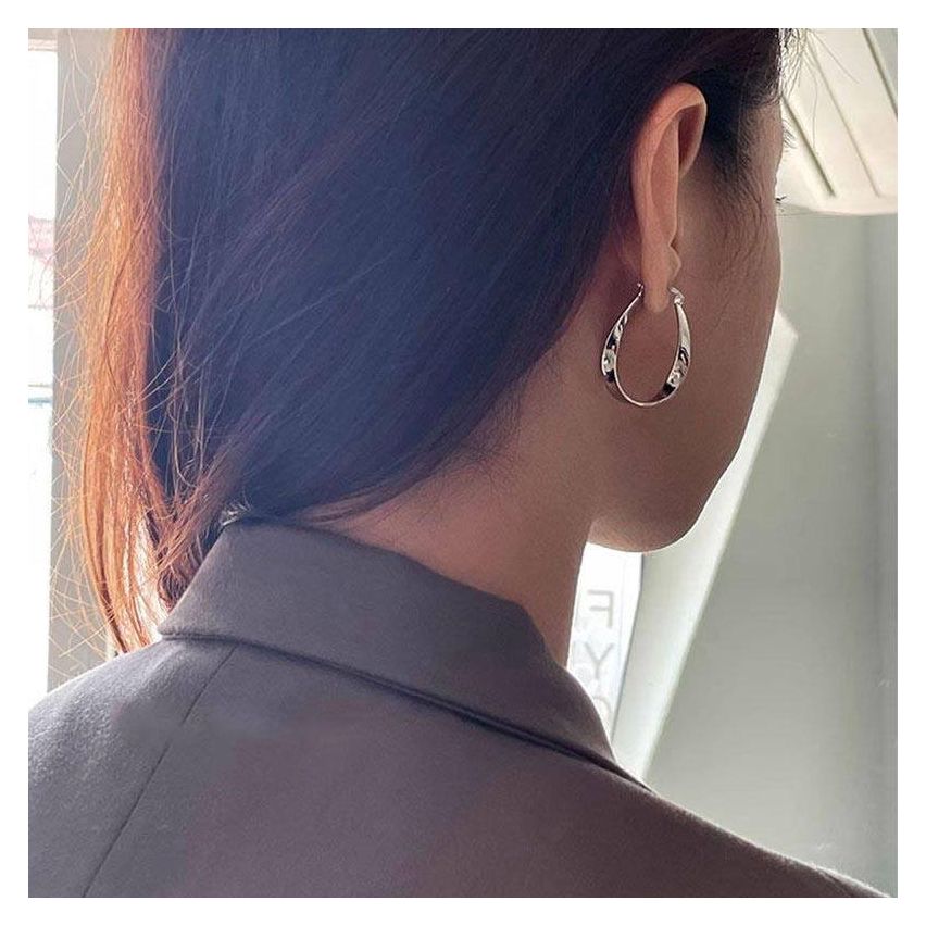 Silver Plate Hoop Earrings 4.54g 32x24mm