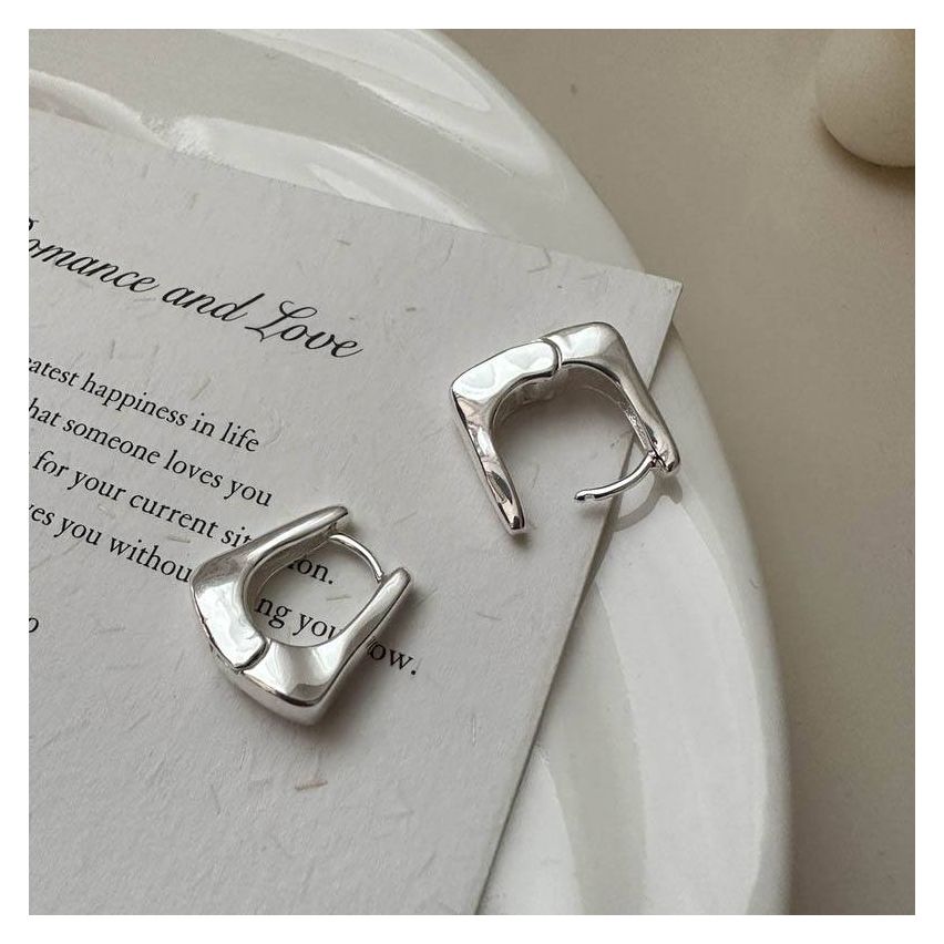 925 Silver Silver Plate Hoop Earrings