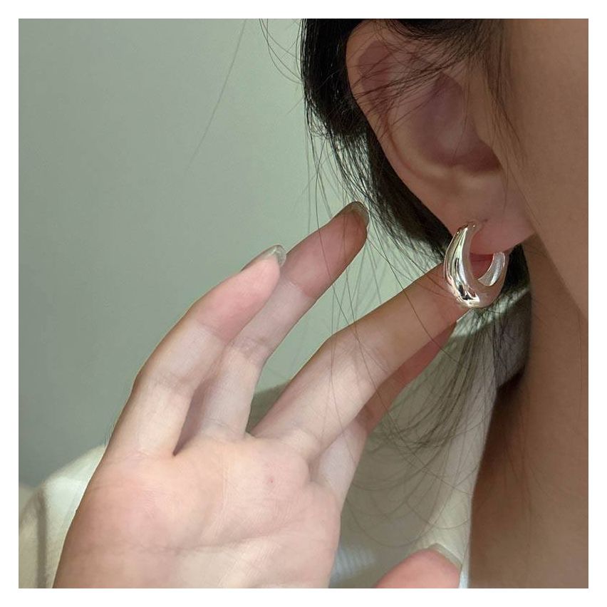 925 Silver Silver Plate Hoop Earrings