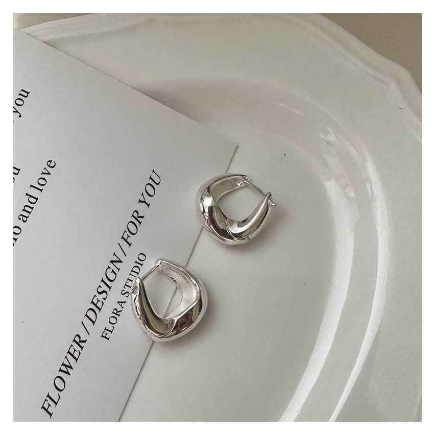 925 Silver Silver Plate Hoop Earrings