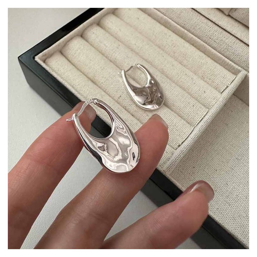 925 Silver Silver Plate Hoop Earrings 8.9g 20x15mm