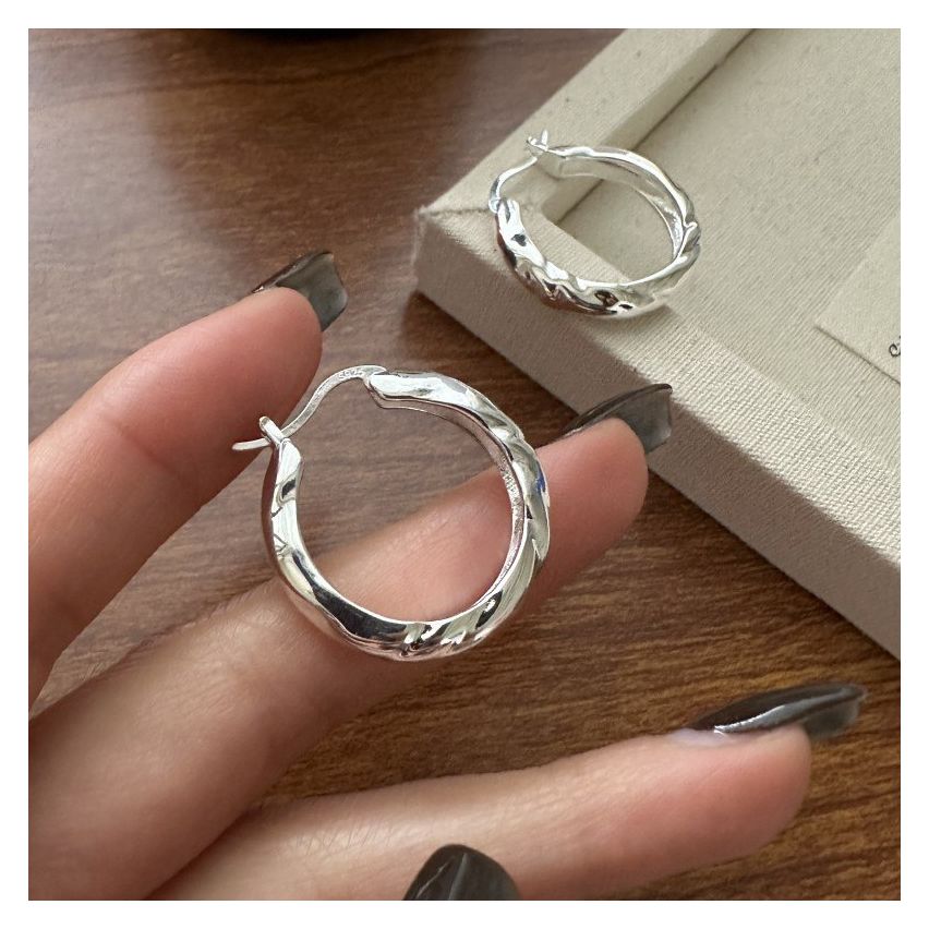 925 Silver Silver Plate Hoop Earrings