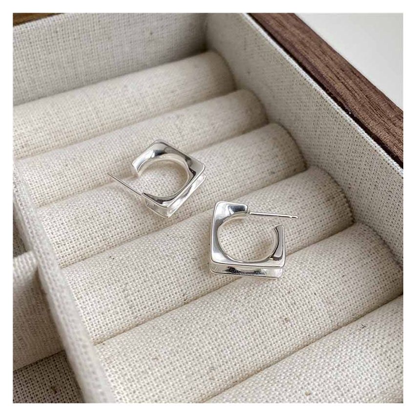 925 Silver Silver Plate Hoop Earrings