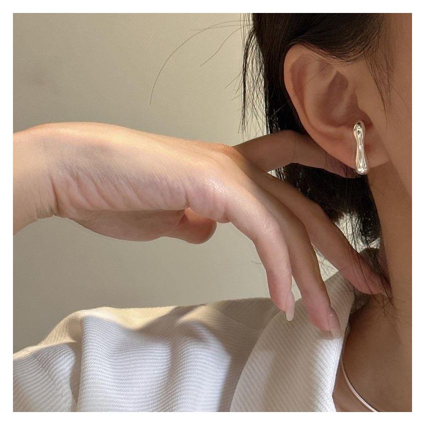 925 Silver Silver Plate Smooth Earrings