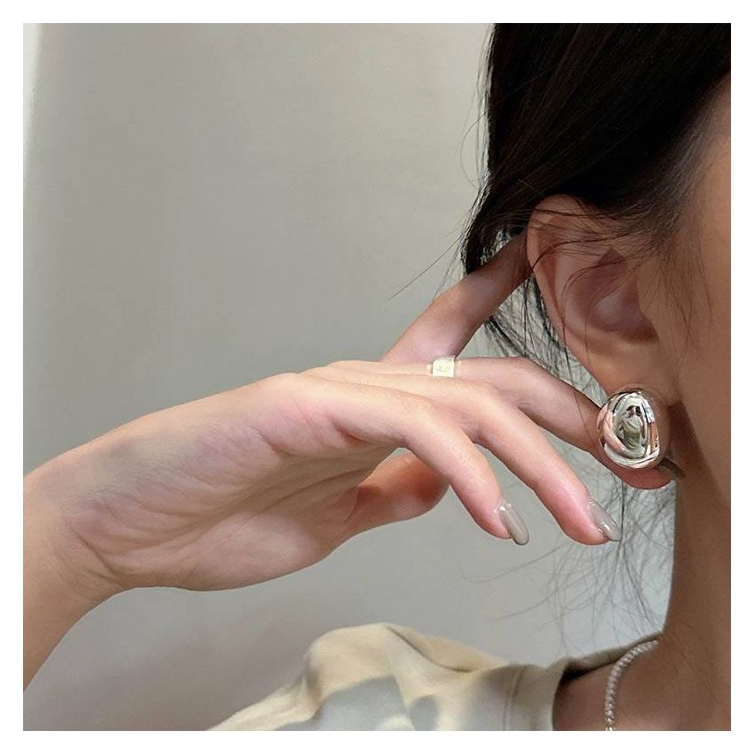 925 Silver Silver Plate Smooth Earrings