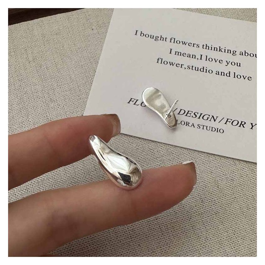 925 Silver Silver Plate Smooth Earrings