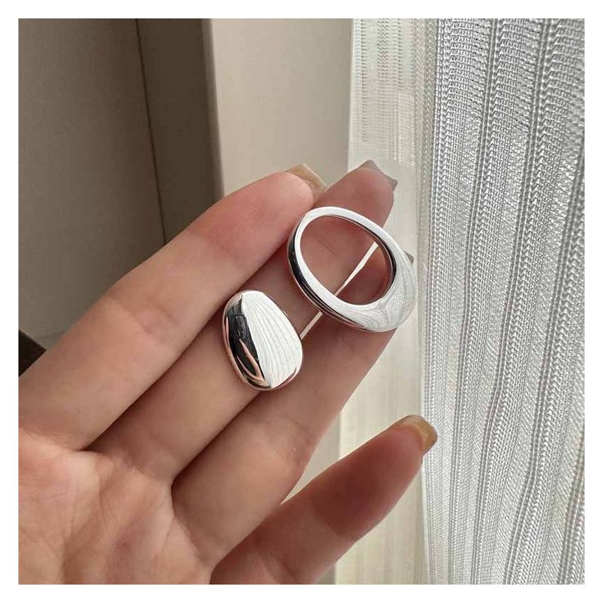 925 Silver Silver Plate Smooth Earrings 8g 22x21mm