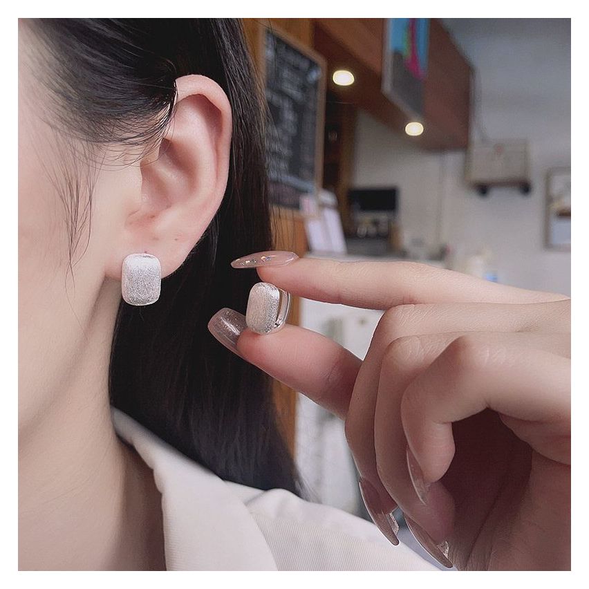 925 Silver Silver Plate Texture Earrings