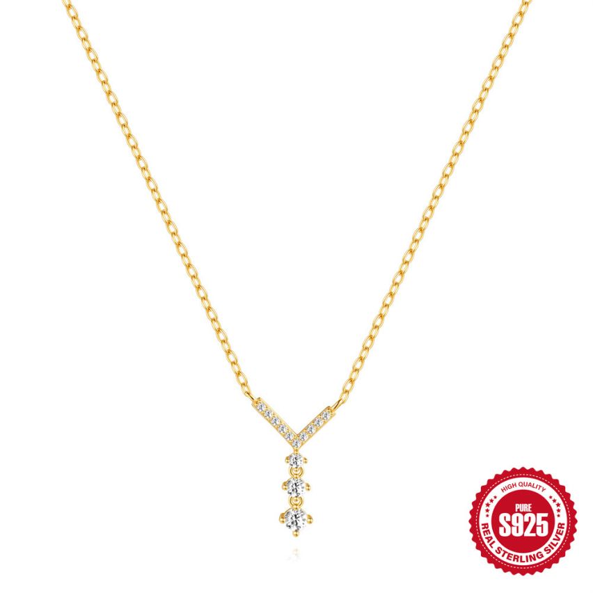 ESSENTIAL 3 galvanization layers 925 Silver Zircon Minimalist Pendants 1.41g 