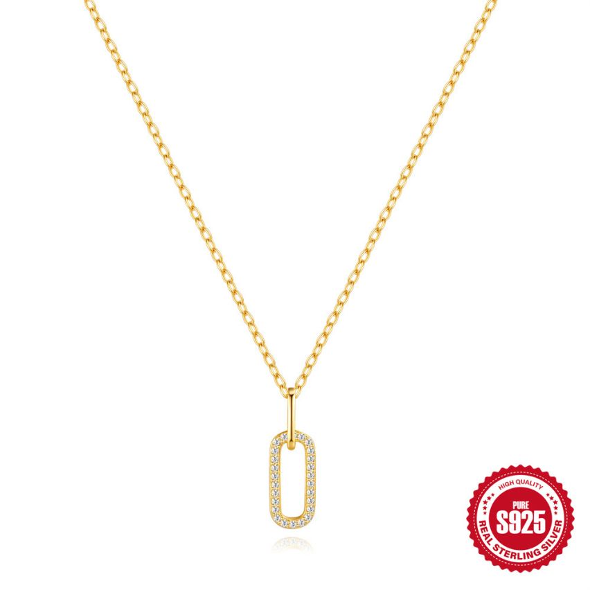 ESSENTIAL 3 galvanization layers 925 Silver Zircon Minimalist Pendants 1.47g 450x5mm