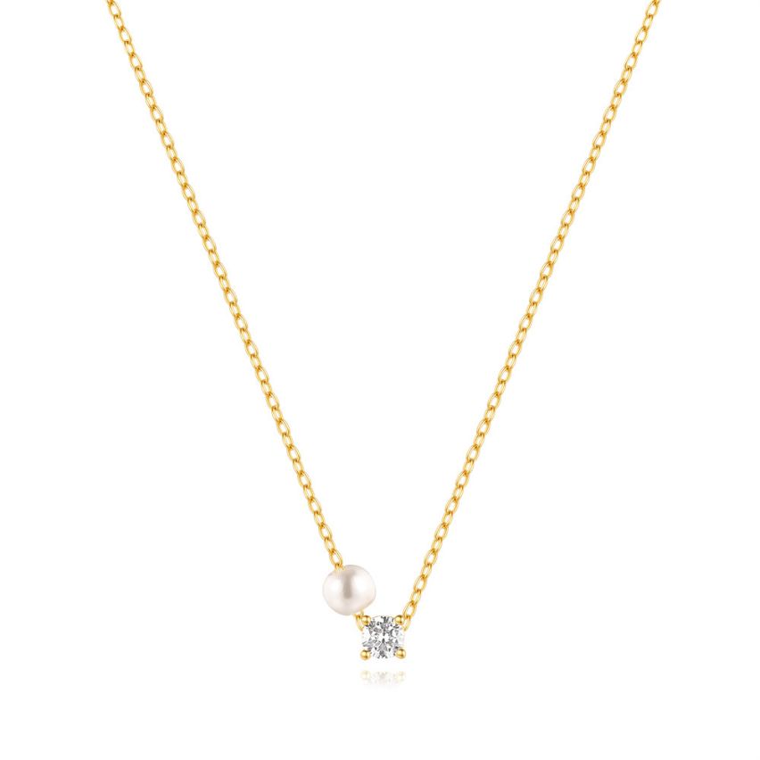 925 Silver 3 galvanization layers Zircon Pearls Pendants 1.33g 450x6mm