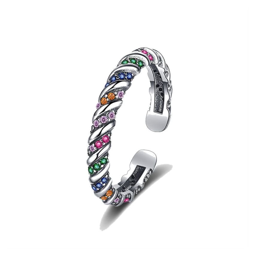 BOHEMIAN 3 galvanization layers 925 Silver Zircon Balinese Rings 