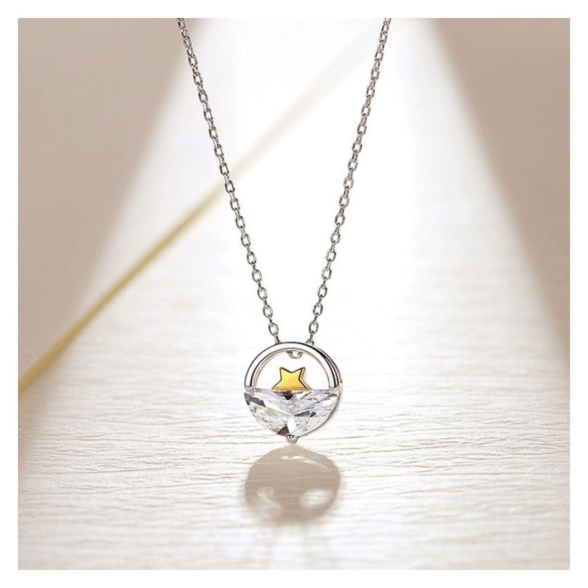 ESSENTIAL Two plating colors 925 Silver Zircon Geometric Pendants