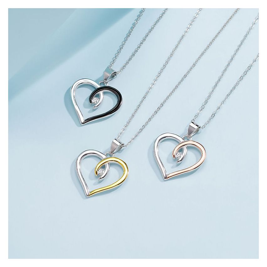 ESSENTIAL Two plating colors 925 Silver Zircon In love Pendants