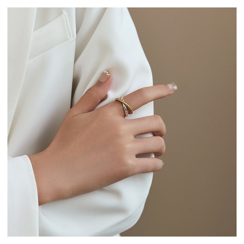 ESSENTIAL Two plating colors 925 Silver Geometric Rings