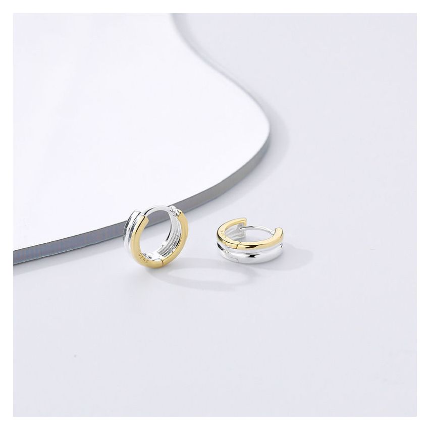 ESSENTIAL Two plating colors 925 Silver Hoop Earrings