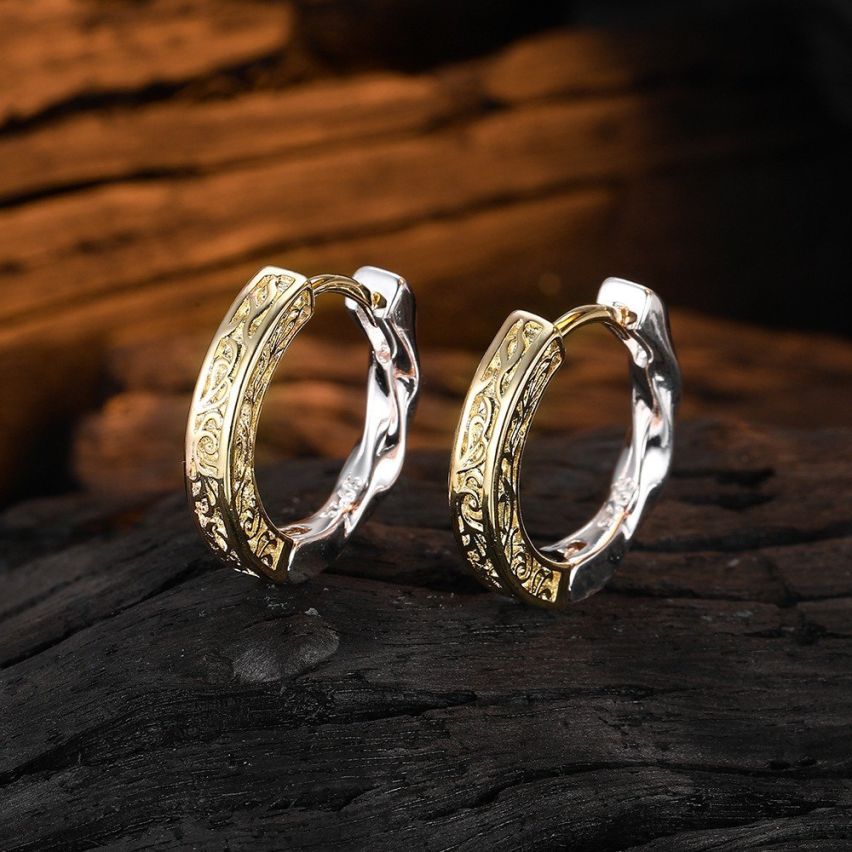925 Silver Two plating colors Hoop Earrings