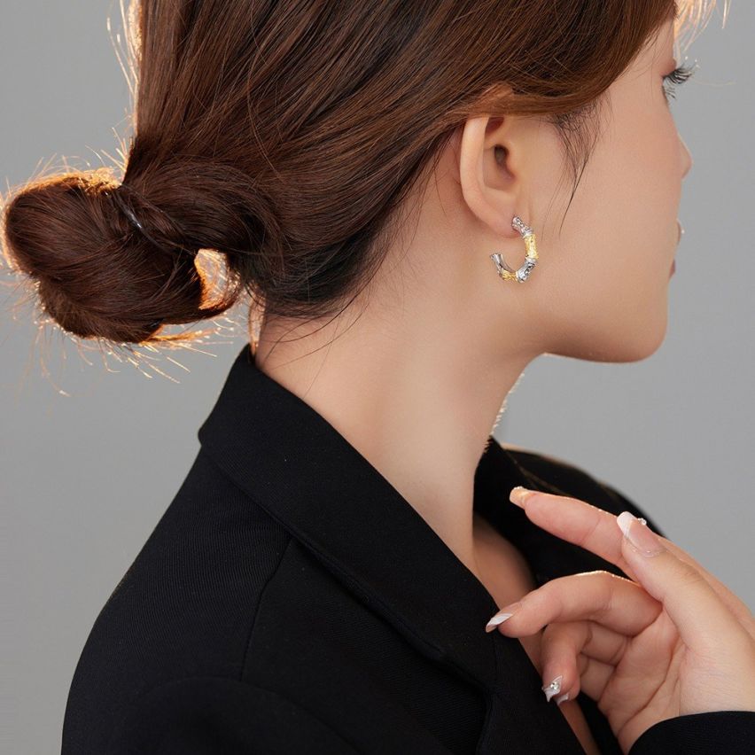 BOHEMIAN Two plating colors 925 Silver Hoop Earrings