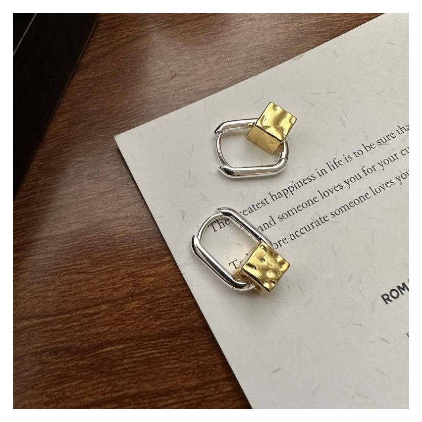 925 Silver Two plating colors Hoop Earrings