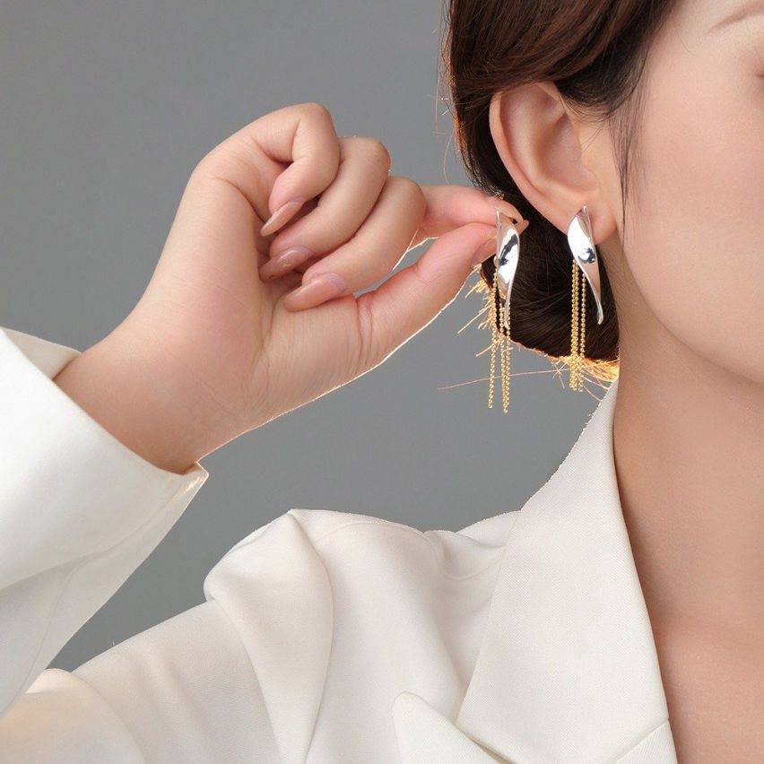 ESSENTIAL Two plating colors 925 Silver Long Earrings