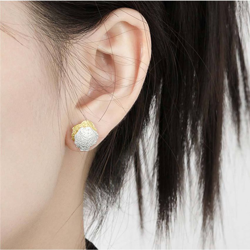 ESSENTIAL Two plating colors 925 Silver Texture Earrings