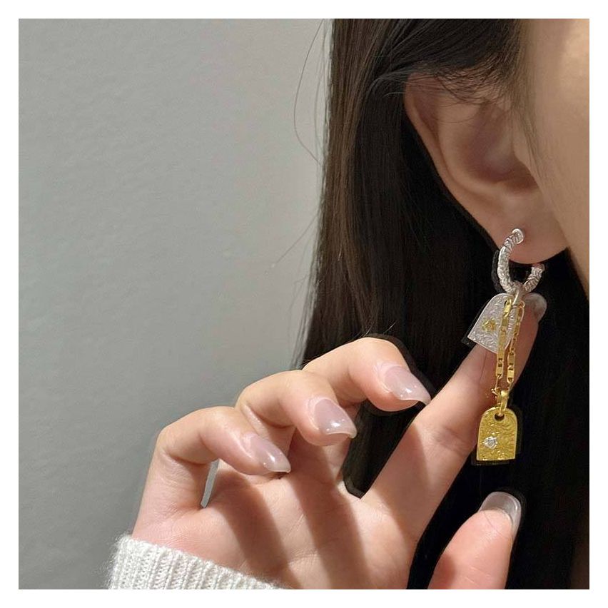 925 Silver Two-tone Hoop Earrings